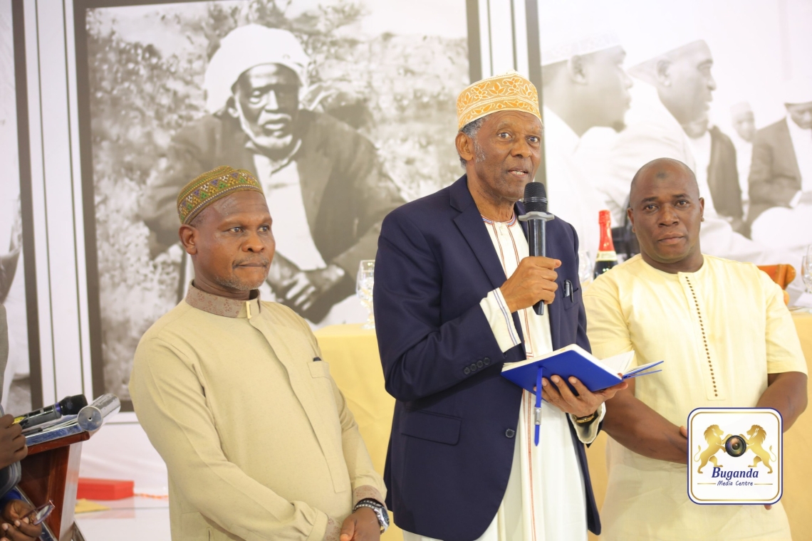 Owek. Hajji Dr. Mutaasa Kafeero (centre) shares his gratitude during the book launch Owek. Hajji Dr. Mutaasa Kafeero (centre) shares his gratitude during the book launch